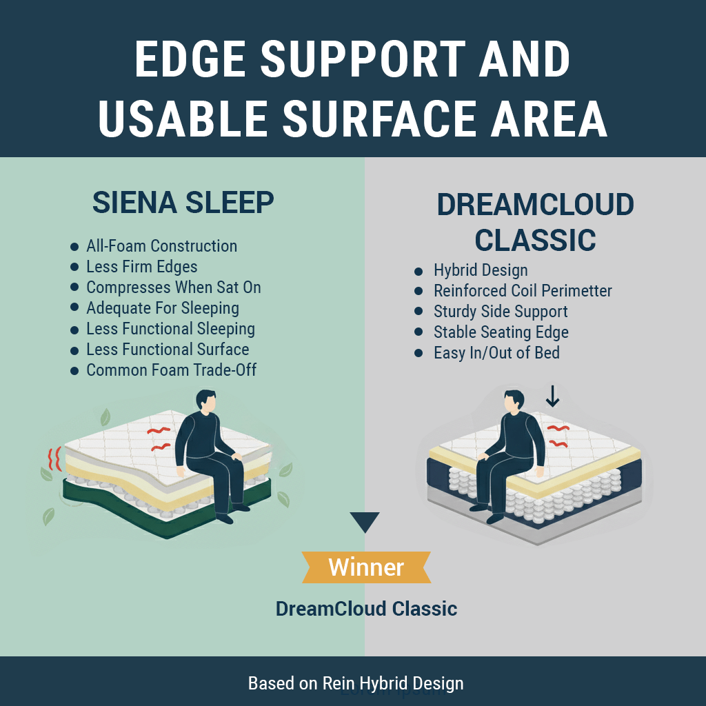 Siena vs Dreamcloud: 2025 Mattress Showdown 12 Edge Support and Usable Surface