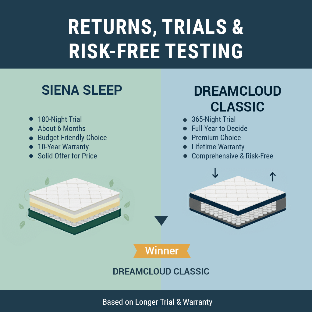 Siena vs Dreamcloud: 2025 Mattress Showdown 16 Returns, Trials, and Risk-Free Testing