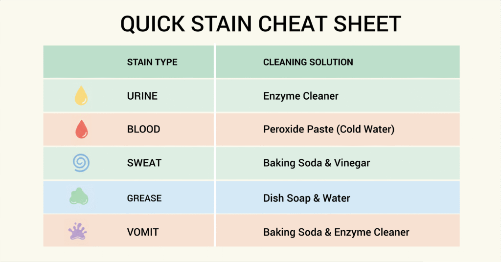 Quick Stain Cheat Sheet