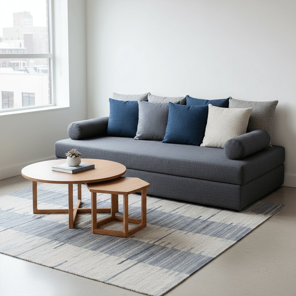 Idea 5 Sofa-by-day, Bed-by-night Floor Setup