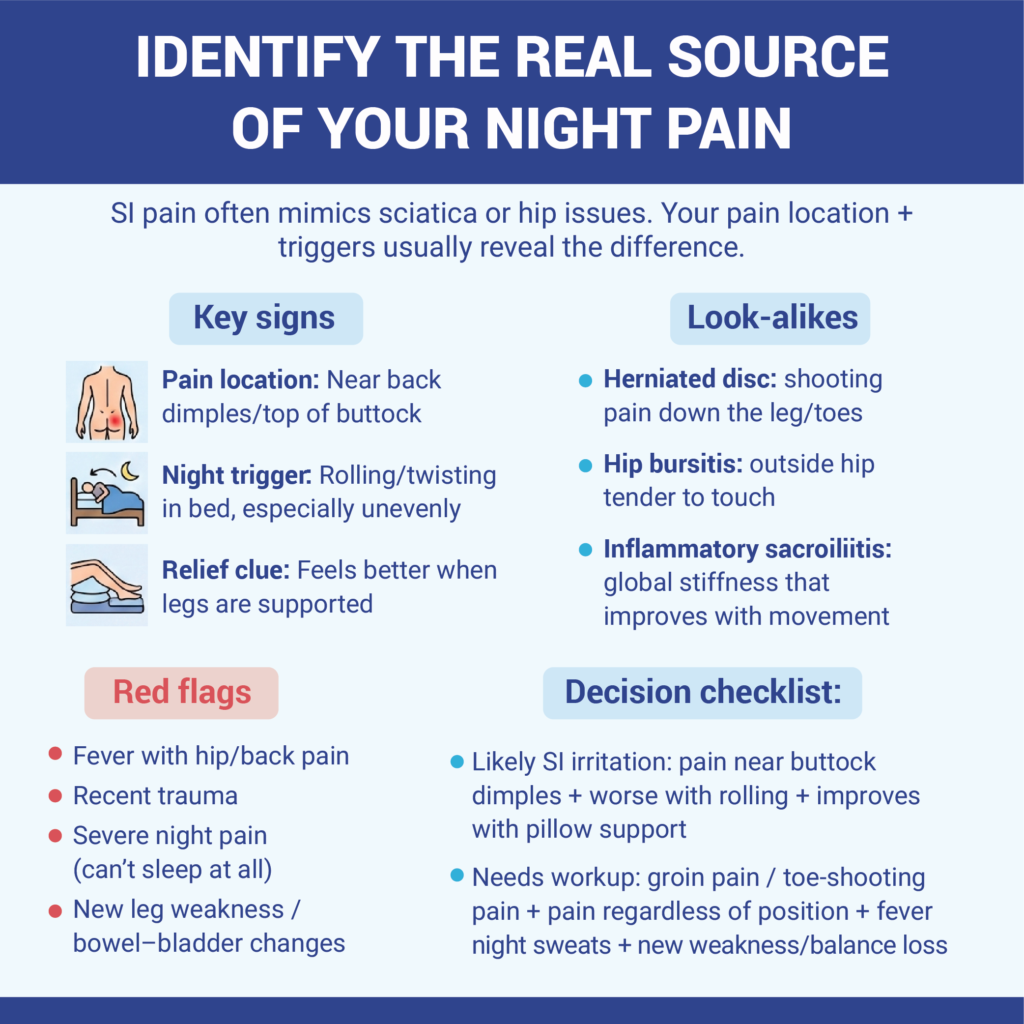 How To Sleep With SI Joint Pain: 7-Step Setup 7 1. Identify the real source