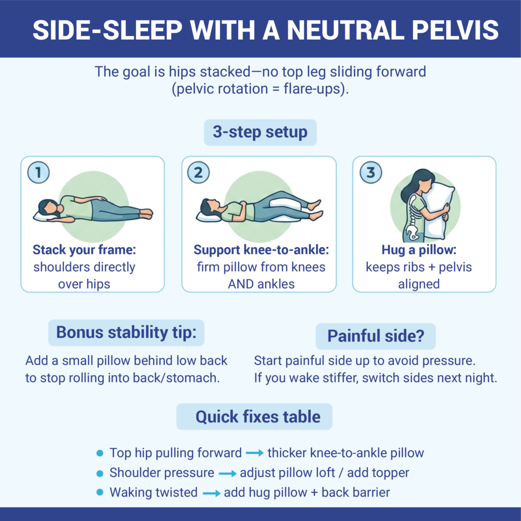 How To Sleep With SI Joint Pain: 7-Step Setup 8 2.Side-sleep with a neutral pelvis