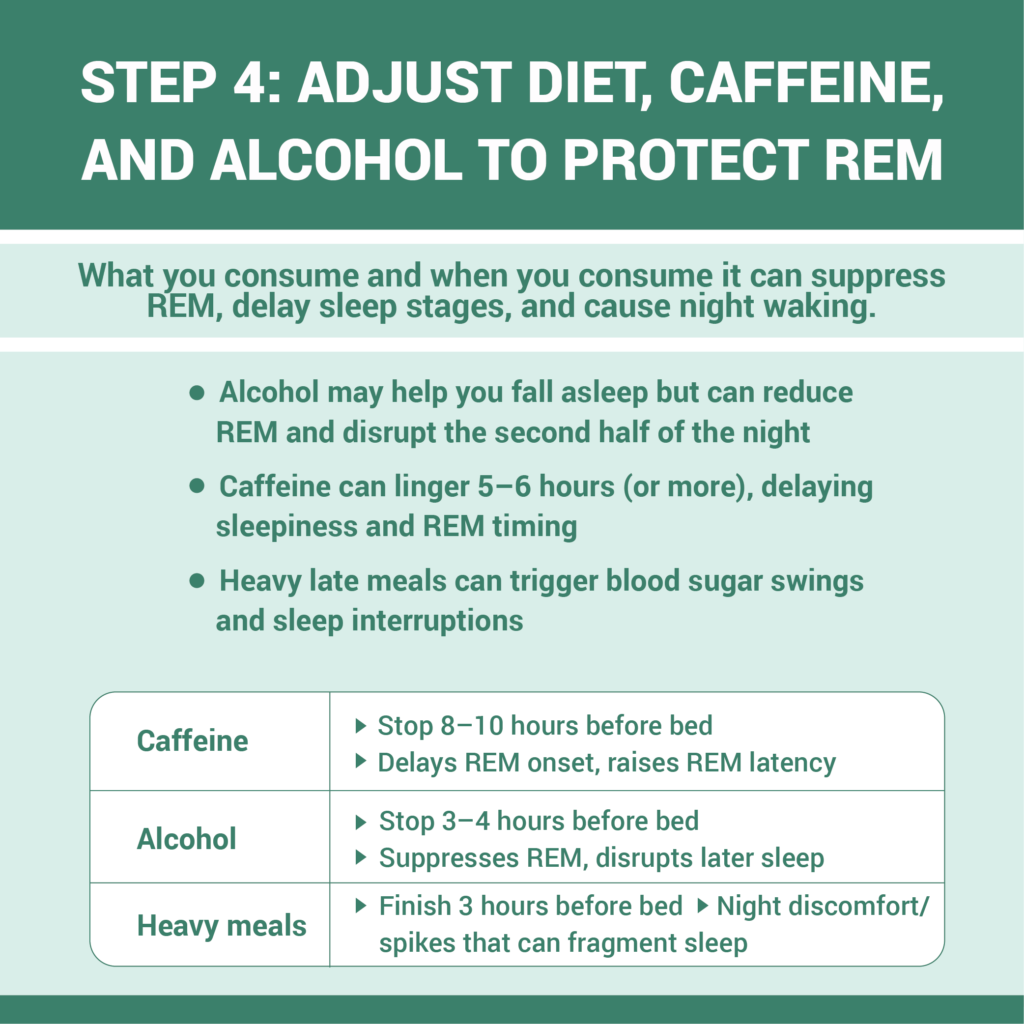 Step 4, Adjust Diet, Caffeine, and Alcohol to Protect REM