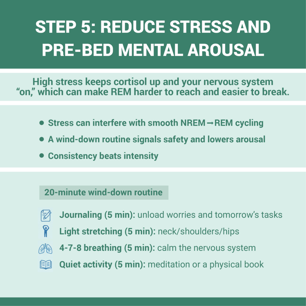 Step 5, Reduce Stress and Pre-Bed Mental Arousal